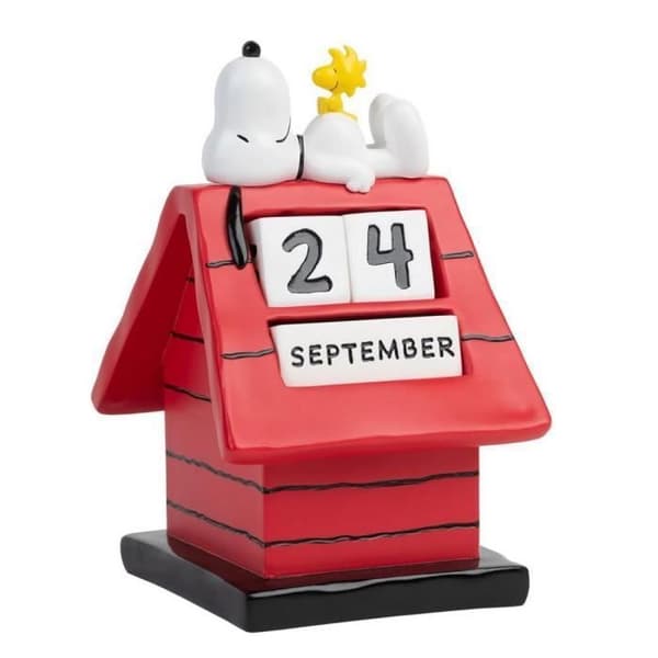 Evighetskalender - Peanuts - Erik Snoopy - Resin - 9,5x11x15,5cm - Dekorativ