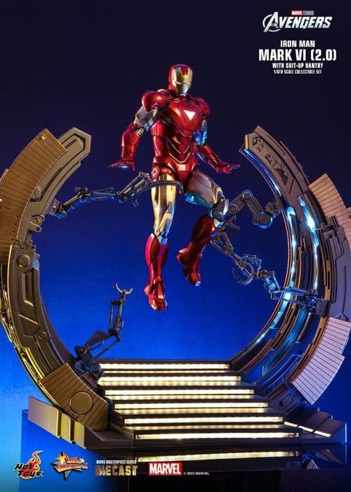 Staty Statuett Hot Toys MMS688D53 - Marvel Comics - The Avengers - Iron Man Mark VI &amp; Suit-Up Gantry