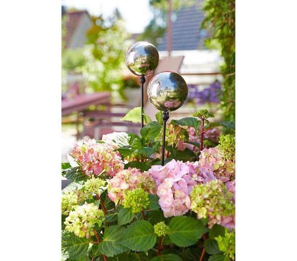 Staty - statuett - keramik Dehner - 2826386 - Polerad rostfritt stålkula, 20cm, silver
