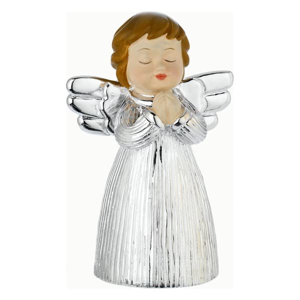 Ängelfigur i present silver med ett dekorativt hjärta | Storlek: H 8 cm | SKU: BG2155-08