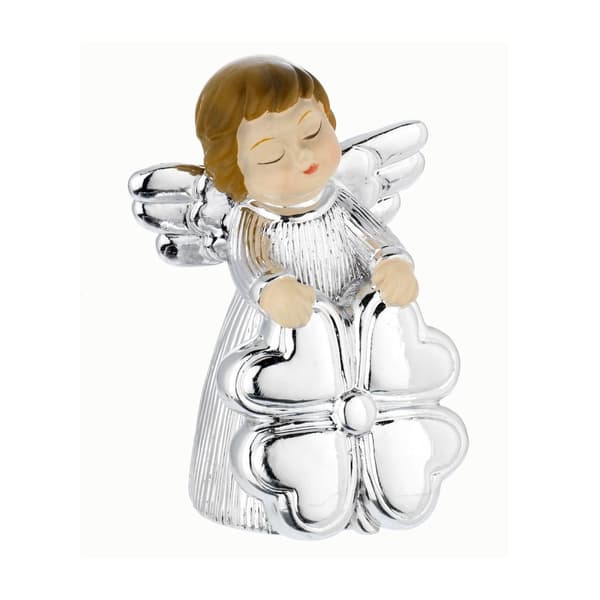 Engel figur i gave sølv med et dekorativt hjerte | Størrelse: H 8 cm | SKU: BG2155-07