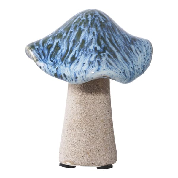 Dekorationschampignoner, Keramik Sæt med 3, 10,5x14 cm, Grøn/Brunt/Blå