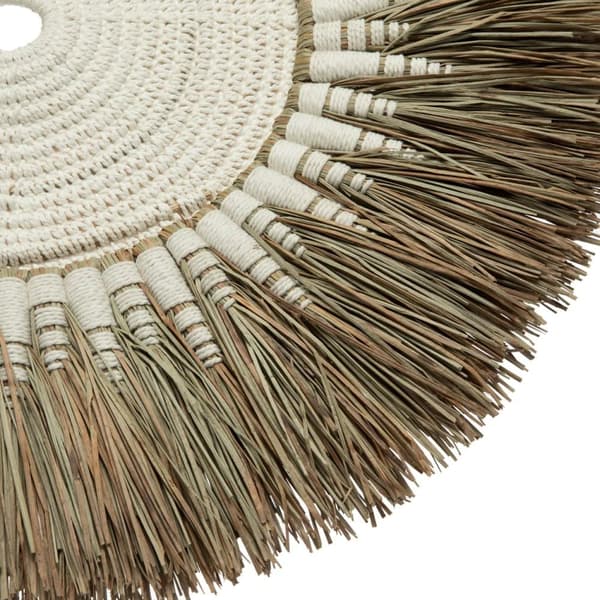Raffia Macramé Vægdeko - Hvid Natur