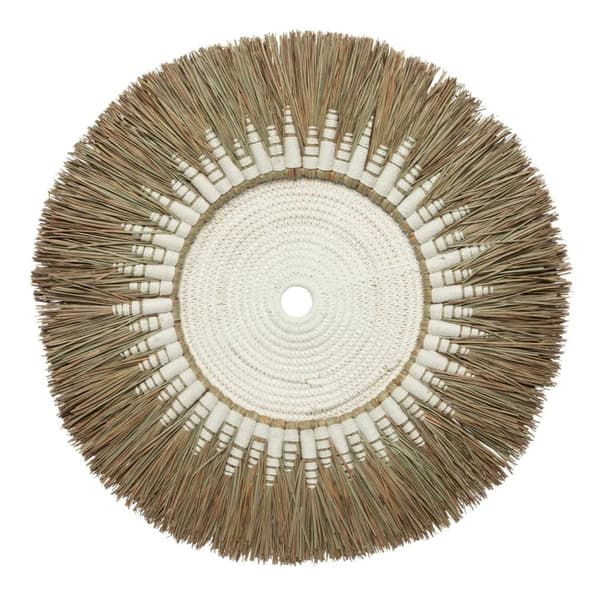 Raffia Macramé Vægdeko - Hvid Natur