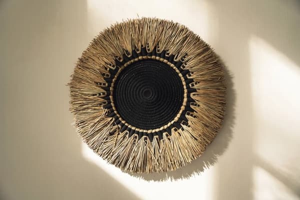 Raffia Macramé Vægdeko - Sort Natur