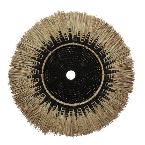Raffia Macramé Vægdeko - Sort Natur