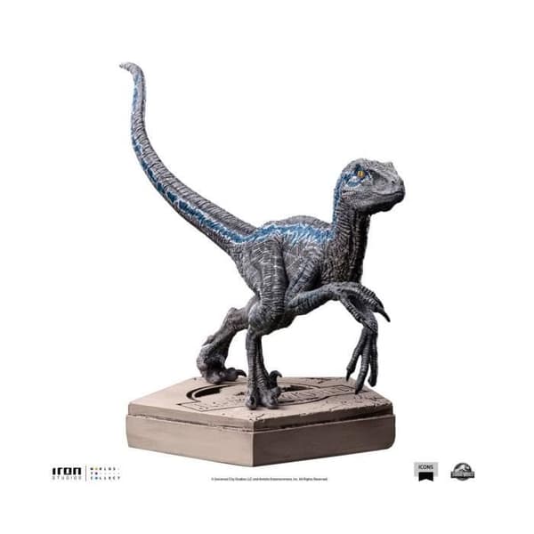 Statyett - Iron Studios - Jurassic World - Ikoner Velociraptor Blå 9 cm