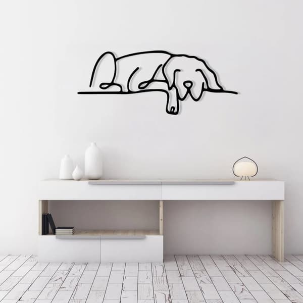 Järnväggkonst Hund - Minimalistisk Väggdekoration för Hundälskare | Djurmotiv i Metall | Present till Hundmamma | Husdjursinredning 75cm/30inch