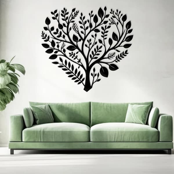 Metallväggdekoration Boho Blomstret Hjärta | Mycket Soverum & Trädgård | Vacker Gave till Hon 75cm/30inch