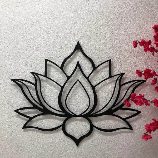Lotusblomma Metall Väggkonst - Yoga Studio Dekor - Trädgårdskonst - Lyckobringande Present - Unik Heminredning