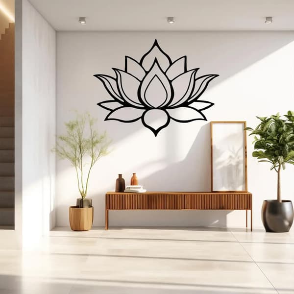 Lotusblomma Metall Väggkonst - Yoga Studio Dekor - Trädgårdskonst - Lyckobringande Present - Unik Heminredning