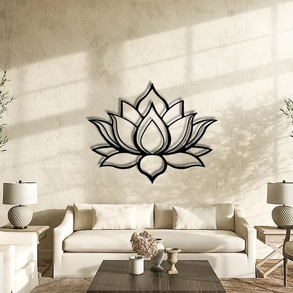 Lotusblomma Metall Väggkonst - Yoga Studio Dekor - Trädgårdskonst - Lyckobringande Present - Unik Heminredning