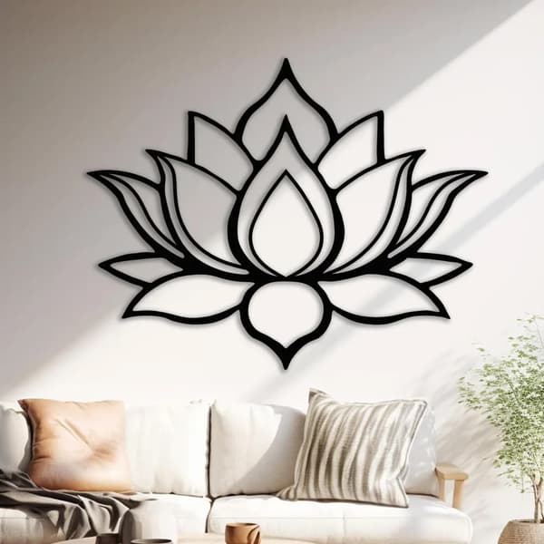 Lotusblomma Metall Väggkonst - Yoga Studio Dekor - Trädgårdskonst - Lyckobringande Present - Unik Heminredning