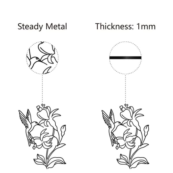 Kolibri väggdekoration, metallfågel väggkonst, svart blomma laser klippt hängande ornament, väggdekoration, fågelskulptur, minimalistisk, till terrass