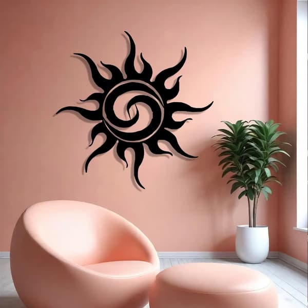 Solstråle Metall Väggkonst - Boho Soldekor - Naturinspirerad Heminredning - Modern Utomhuskonst - Glädjefull Present