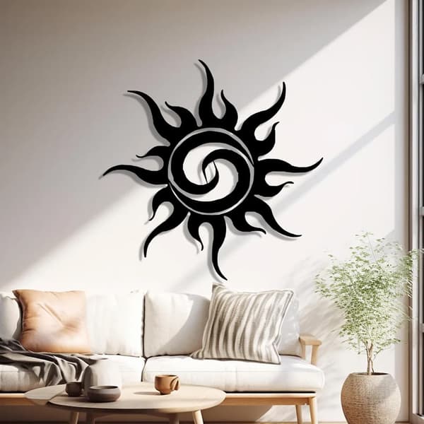 Solstråle Metall Väggkonst - Boho Soldekor - Naturinspirerad Heminredning - Modern Utomhuskonst - Glädjefull Present