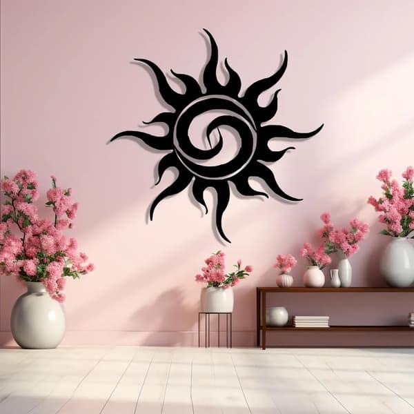 Solstråle Metall Väggkonst - Boho Soldekor - Naturinspirerad Heminredning - Modern Utomhuskonst - Glädjefull Present