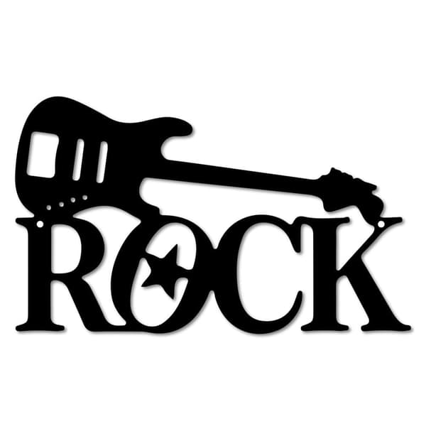 Gitarr Metallväggdekoration - Svart Skulptur - Rustikt Jern - Rock Stil Cut-Out Vægskylt - Hängande Prydnad för badrum, vardagsrum, sovrum, kök, terra