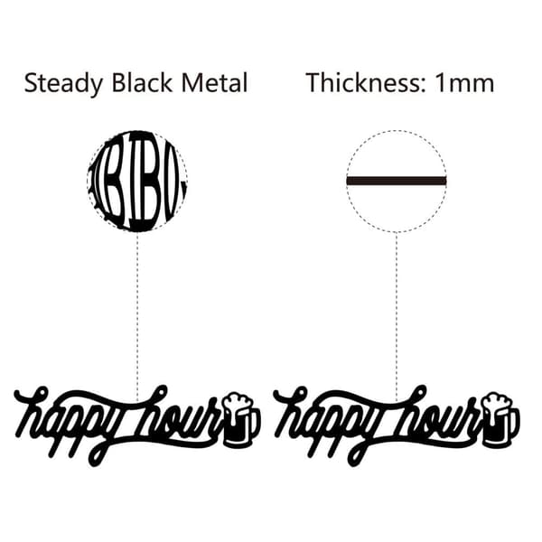 Happy Hour Skylt – Bar Våggdekoration, Drycker Metallvågs Konst, Våghängande Dekor för Inomhus/Ute, Hem, Salong, Kök, Trädgård, Bar, Pub, Kontor – Dek