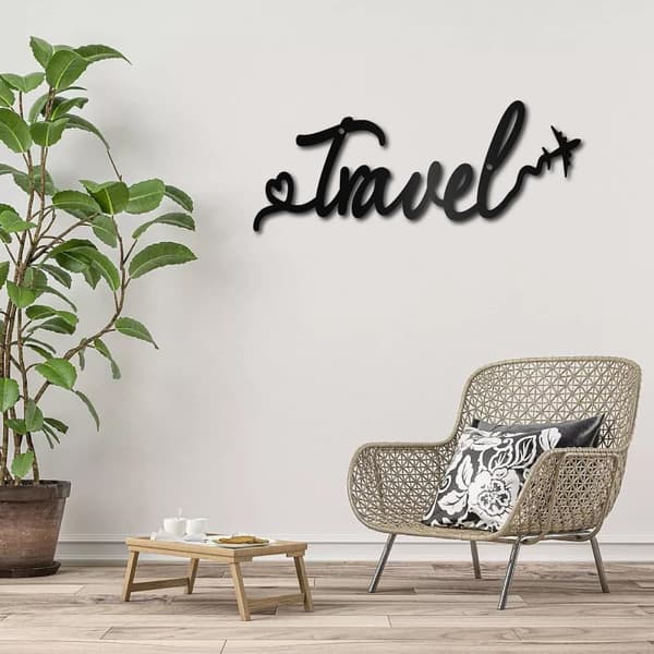 Resa Metallvågsdekoration, Svart Vågsilhuett, Hängande Dekor, Jerntråd Konst, Ordskulptur, Dekorskylt, Uttorkad Minimalistisk Flygplanornament, Lämpli