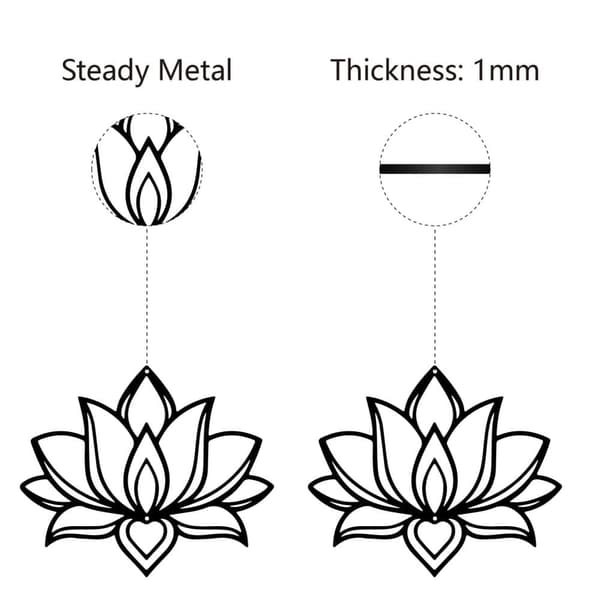 Lotus-Kukka Metalliseinätäide, Rautakesä Seinäkoriste, Hängätys Musta Tyhjin Lotus-Silhouetti, Ornamentti, Rautamerkki, Soveltuu Yogiastudioon, Sisä-