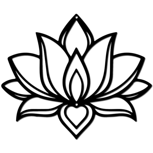 Lotus-Kukka Metalliseinätäide, Rautakesä Seinäkoriste, Hängätys Musta Tyhjin Lotus-Silhouetti, Ornamentti, Rautamerkki, Soveltuu Yogiastudioon, Sisä-