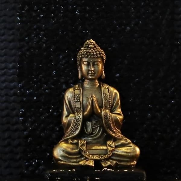 ZEN'LIGHT - Guldmeditationsbuddhastatyett - liten storlek och uppmärksamhet på detaljer - 16 x 10 x 20 cm