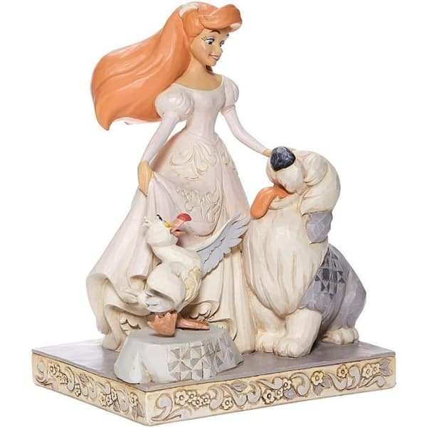 Statyett - Jim Shore - Ariel Disney Traditions - Vit - White Woodland - 7,75 tum