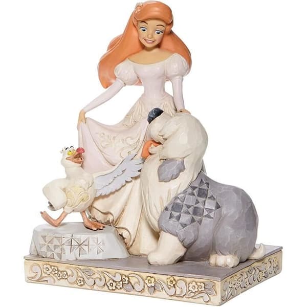 Statyett - Jim Shore - Ariel Disney Traditions - Vit - White Woodland - 7,75 tum