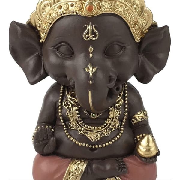 Statyetter och skulpturer - Statyett av Ganesh i harts - Brunt och guld - H 11,5 cm Guld