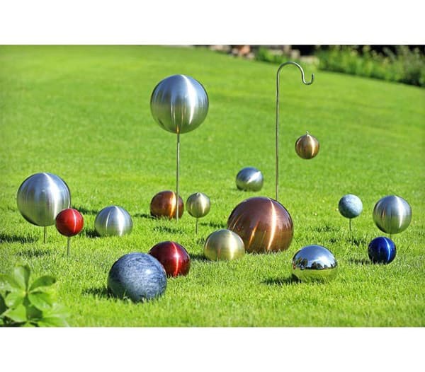 Staty - statyett - keramik Dehner - 2827236 - sfäriskt borstat rostfritt stål, 15cm, koppar