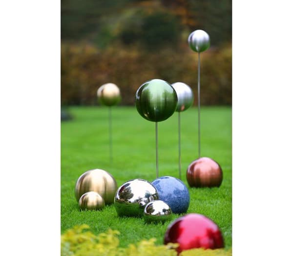 Staty - statyett - keramik Dehner - 2827236 - sfäriskt borstat rostfritt stål, 15cm, koppar