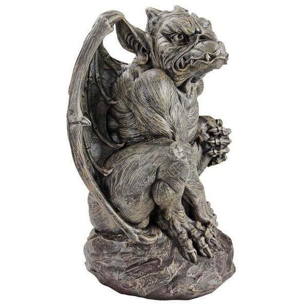 Design toscano - JE11211701 - Silas the Sentinel Gargoyle gotisk dekorativ staty, 61 cm, polyresin, grå sten