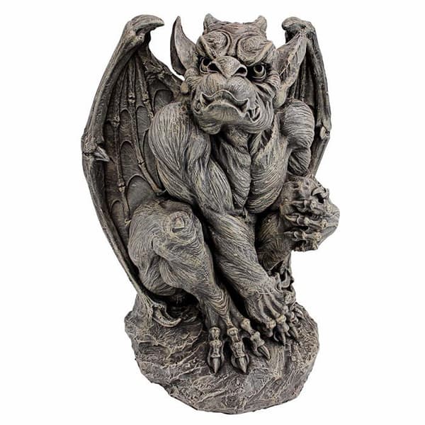 Design toscano - JE11211701 - Silas the Sentinel Gargoyle gotisk dekorativ staty, 61 cm, polyresin, grå sten