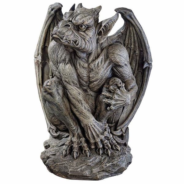 Design toscano - JE11211701 - Silas the Sentinel Gargoyle gotisk dekorativ staty, 61 cm, polyresin, grå sten