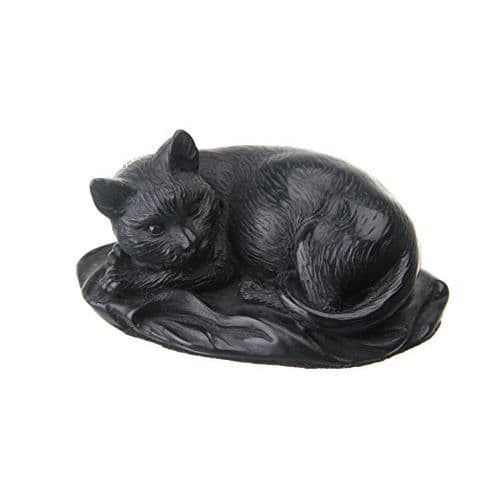 danila-souvenirs statyett - dekorativ figur i sten av svart katt som ligger 10 cm