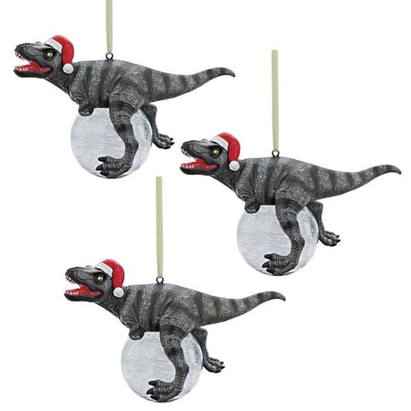 Staty - statyett - keramik Design toscano - QS993320 - Toscano Dekoration Blitzer T-Rex Set med 3