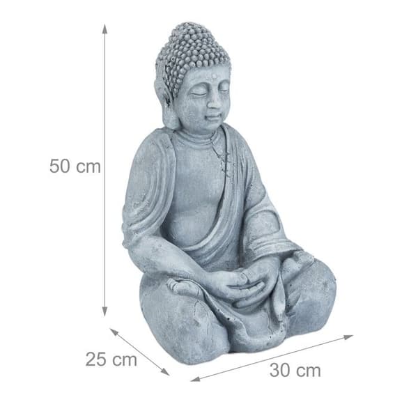 Buddhastaty - Relaxdays - 50 cm - Keramik - Frostbeständig - Trädgårdsdekoration