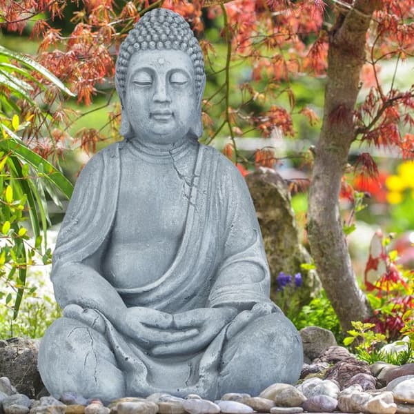 Buddhastaty - Relaxdays - 50 cm - Keramik - Frostbeständig - Trädgårdsdekoration