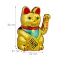 Miniatyrbild 4 av 6: Relaxdays japansk chat, Maneki Neko XL, rörlig tass drivs av batterier, lyckobringare för rikedom/framgång, 30cm, gyllene