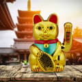 Miniatyrbild 5 av 6: Relaxdays japansk chat, Maneki Neko XL, rörlig tass drivs av batterier, lyckobringare för rikedom/framgång, 30cm, gyllene