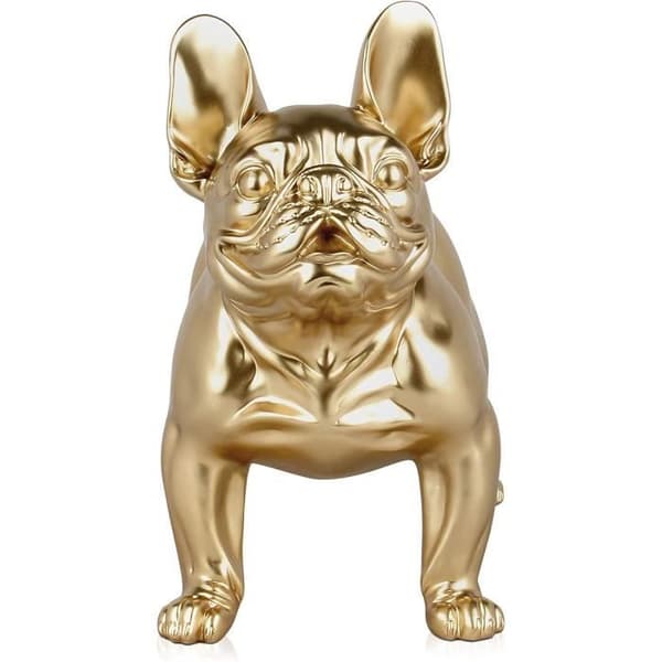 Skulptur Pop Art i metall-effekt i resin H40 x B25 x D50 cm - World Art Fransk bulldog - färg: Guld
