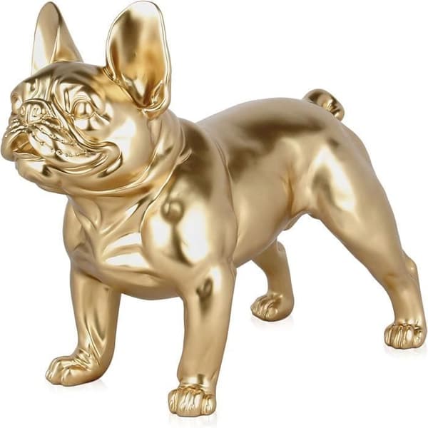 Skulptur Pop Art i metall-effekt i resin H40 x B25 x D50 cm - World Art Fransk bulldog - färg: Guld