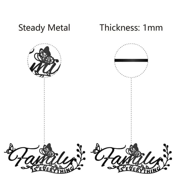 Bomclap Familie Metal Vægkunst – Sort Jern Vægskulptur! Indre Dekoration til Stue, Badeværelse, Køkken, Have. Gave til Familie, Venner, Hjemstigning