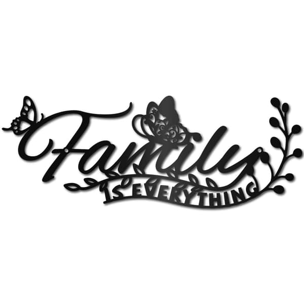 Bomclap Familie Metal Vægkunst – Sort Jern Vægskulptur! Indre Dekoration til Stue, Badeværelse, Køkken, Have. Gave til Familie, Venner, Hjemstigning