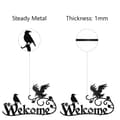 Pikkukuva 3 / 6: Bomclap Metal Tervetuloa Seinätaide – Crows Black! Varikset oksalla, roikkuva tervetulokyltti. Etuovi, pylväs, salonki, puutarha. Ulkona sisustus