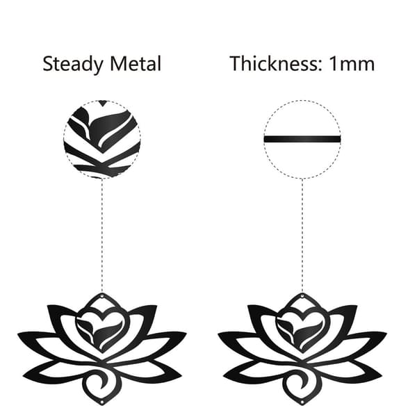 Bomclap Lotus Metalli Seinäkoru – Musta Pendidyt Raudaseenäsivu! Silhuetti, Tyhjätty Minimalistinen Ornamnet. Yogi-Puutarha, Koti, Balkoni