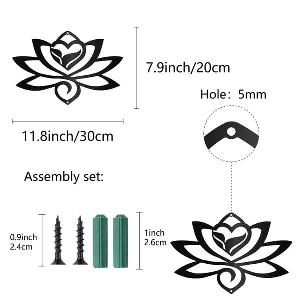 Bomclap Lotus Metalli Seinäkoru – Musta Pendidyt Raudaseenäsivu! Silhuetti, Tyhjätty Minimalistinen Ornamnet. Yogi-Puutarha, Koti, Balkoni