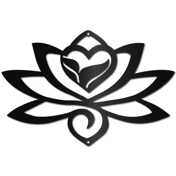 Bomclap Lotus Metalli Seinäkoru – Musta Pendidyt Raudaseenäsivu! Silhuetti, Tyhjätty Minimalistinen Ornamnet. Yogi-Puutarha, Koti, Balkoni