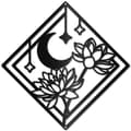 Pikkukuva 1 / 6: Bomclap Musta Metalli Lotus Seinäkoru – Kuu, Tähdet & Neliö! Kuvioiskulptuuri, Pendidyt Koriste. Moderni Koti, Yogi-Spa, Meditaatio, Työhuone, Salonki